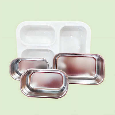 Korean Bento Box 3 Grid Transfer Proof, Leak Proof 1200ml