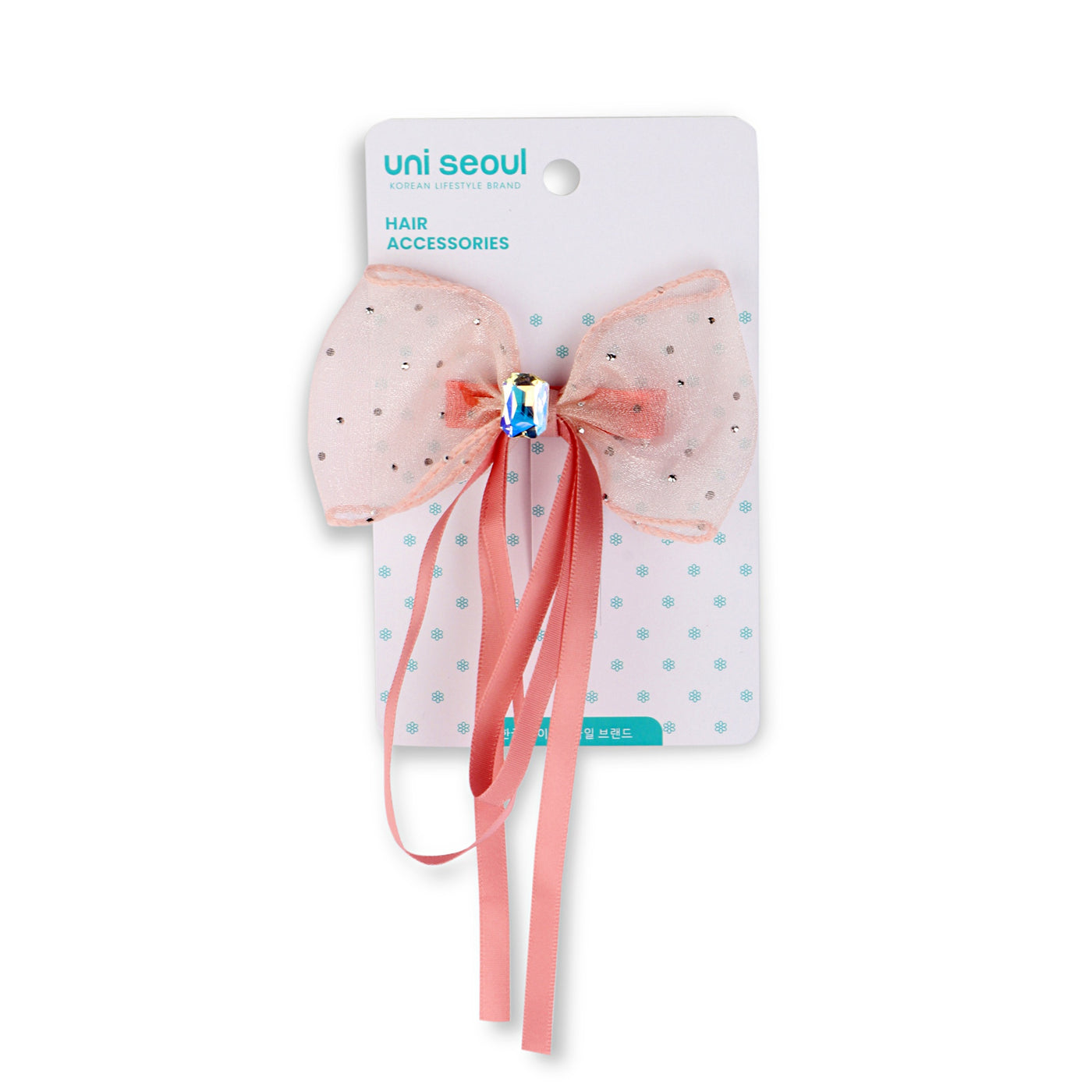 Korean-Inspired Sheer Bow Hair Clip - Pink