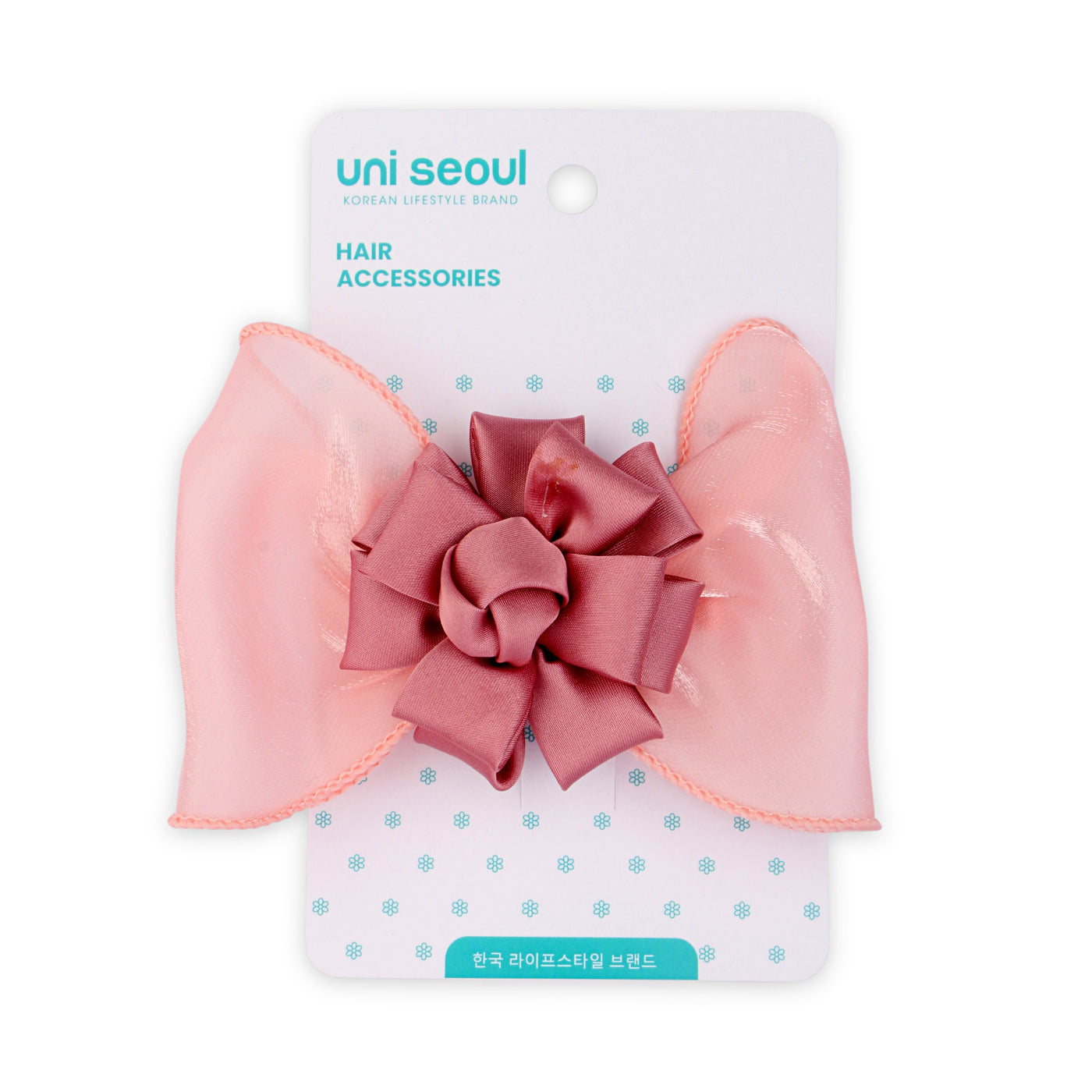 Korean Bow Hair Clip, Rose Pink