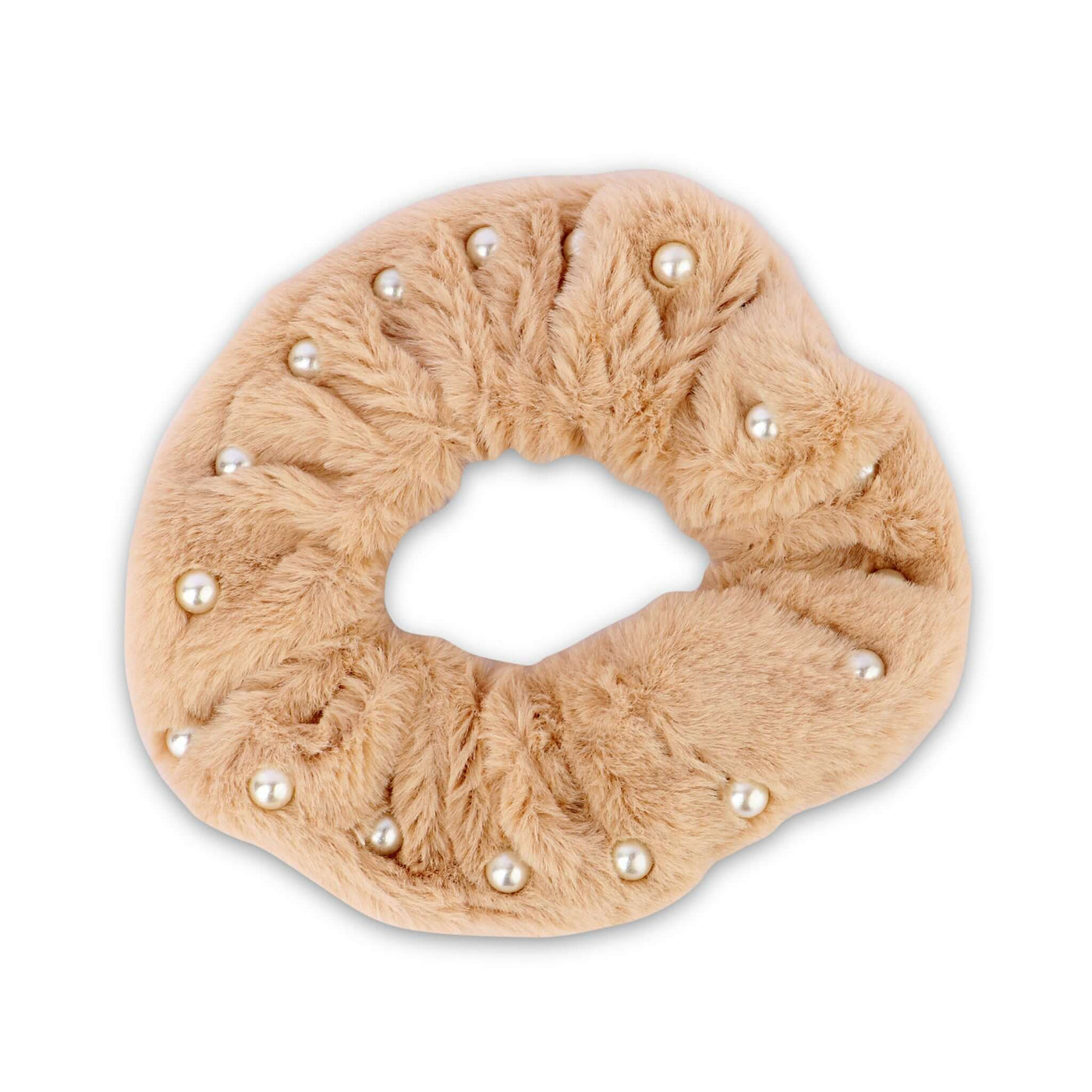 Korean Style Pearl beaded Fur Scrunchie