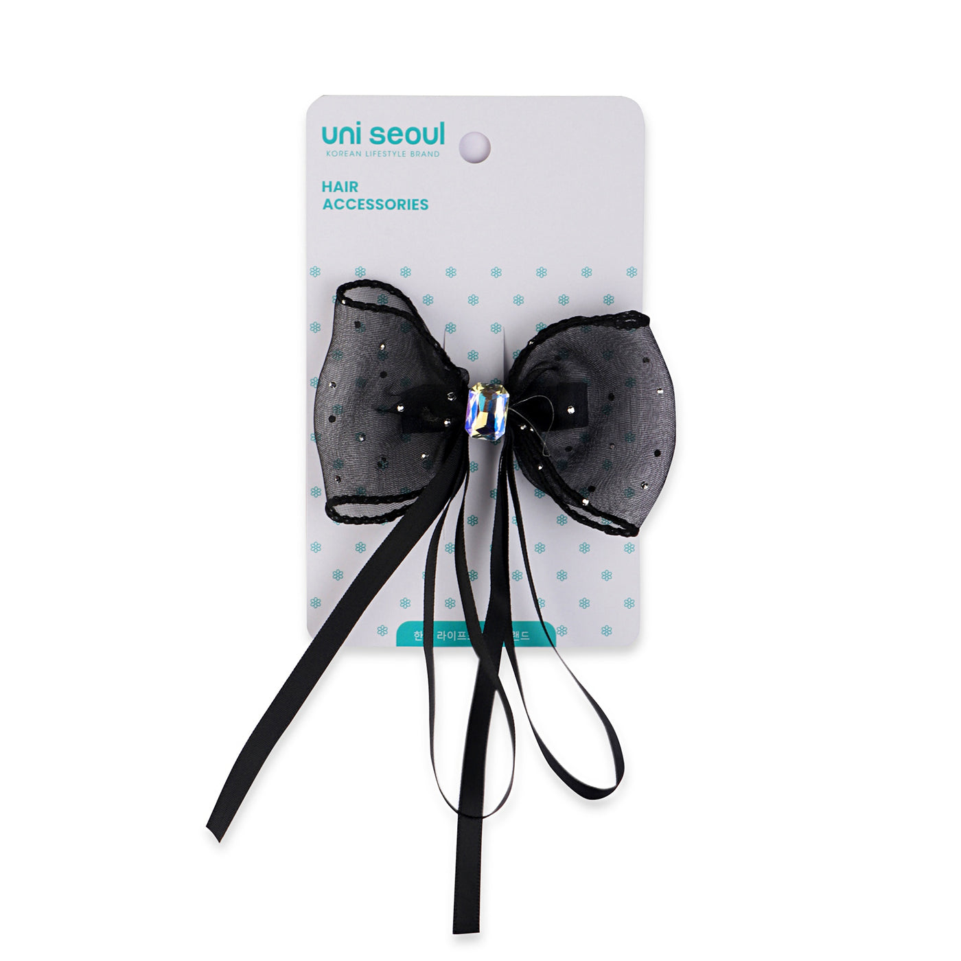 Korean-Inspired Sheer Bow Hair Clip - Black