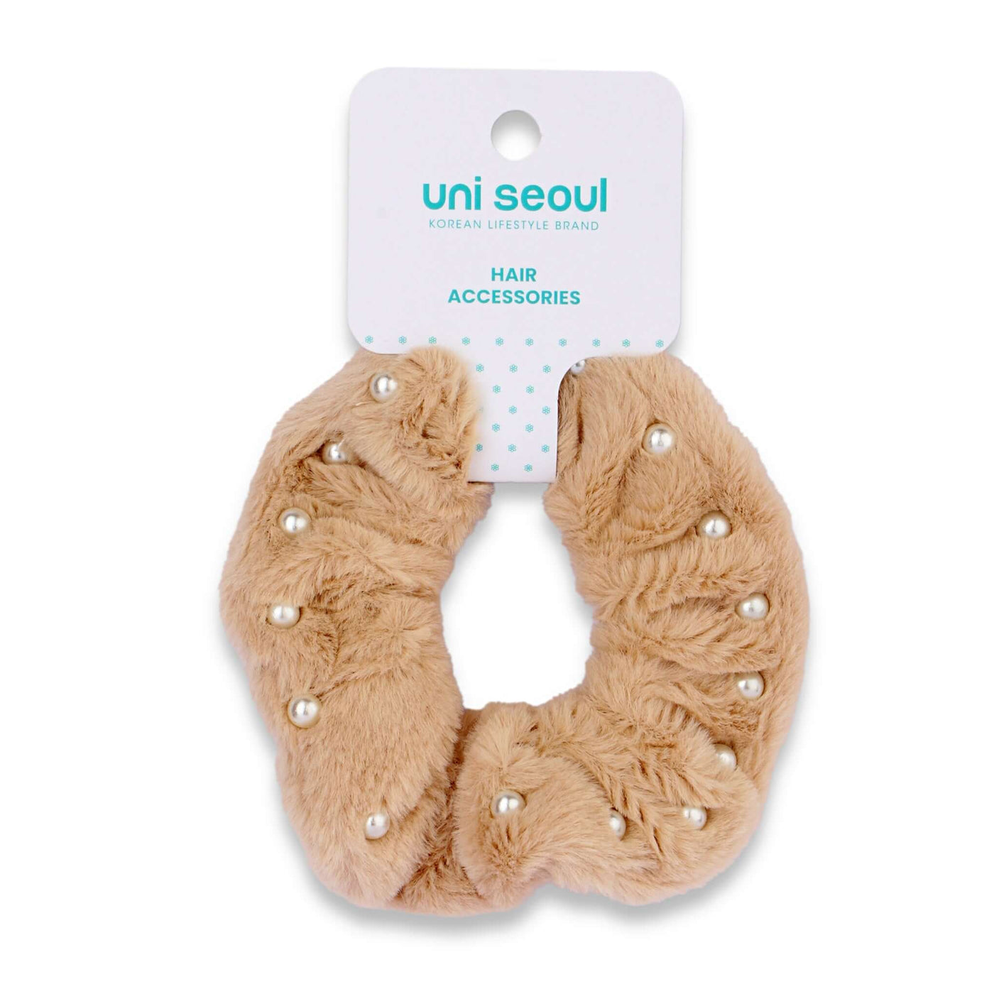 Korean Style Pearl beaded Fur Scrunchie