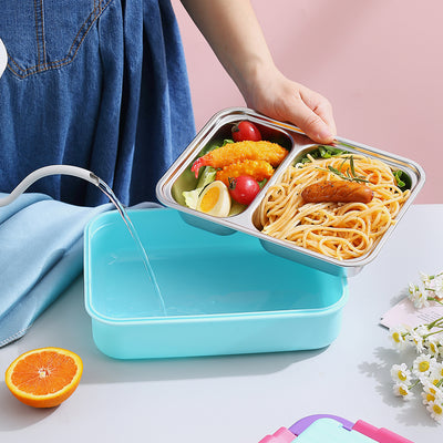 Korean Bento 4-Sections Stainless Steel Lunch Box, 900ml