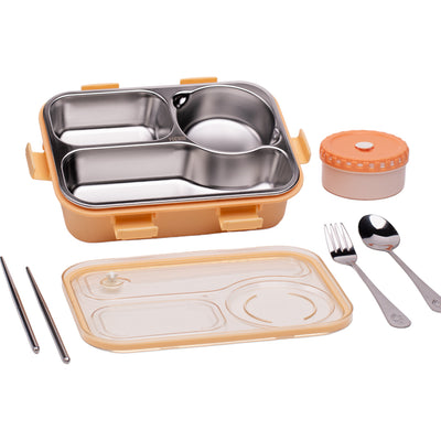 Korean Bento Box 3 Grid with Soup Bowl, Leakproof