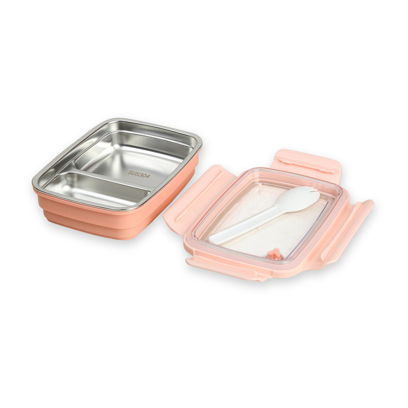 Single Layer 2 Compartment Stainless Steel Lunch Box