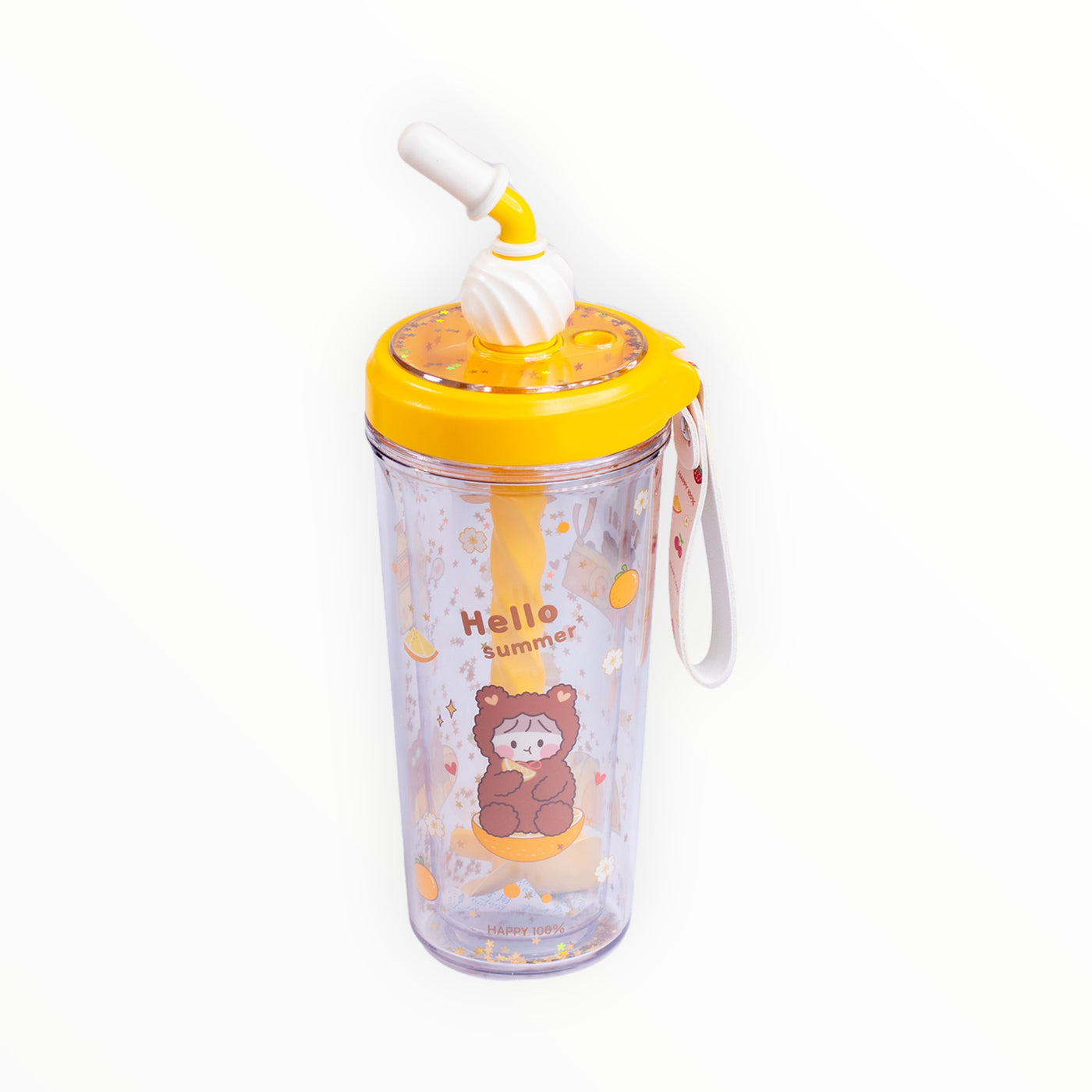 Cute Glitter Tumbler with Straw - 400ml