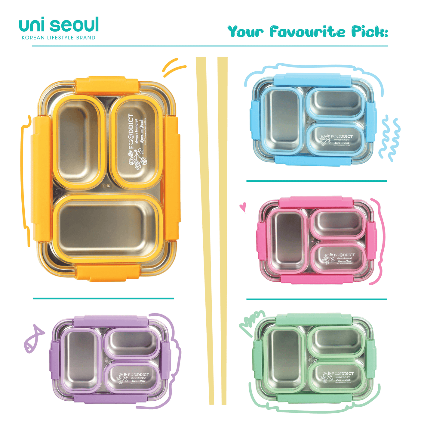 Korean Bento Box 3 Grid, TP5