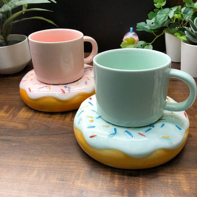 K-Inspired Macaroon Coffee Mug with Doughnut Saucer