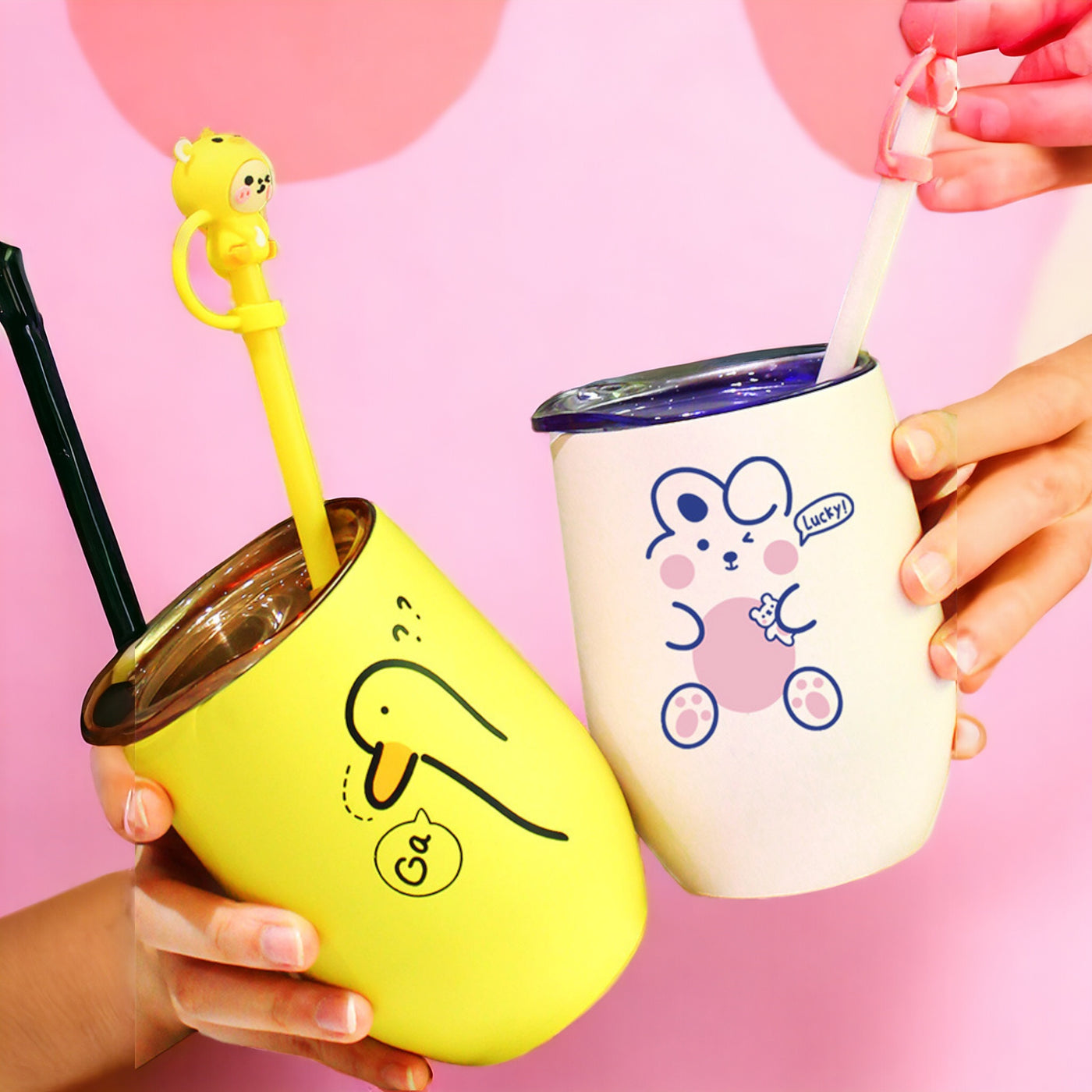 Stainless Steel Cute Straw Mug