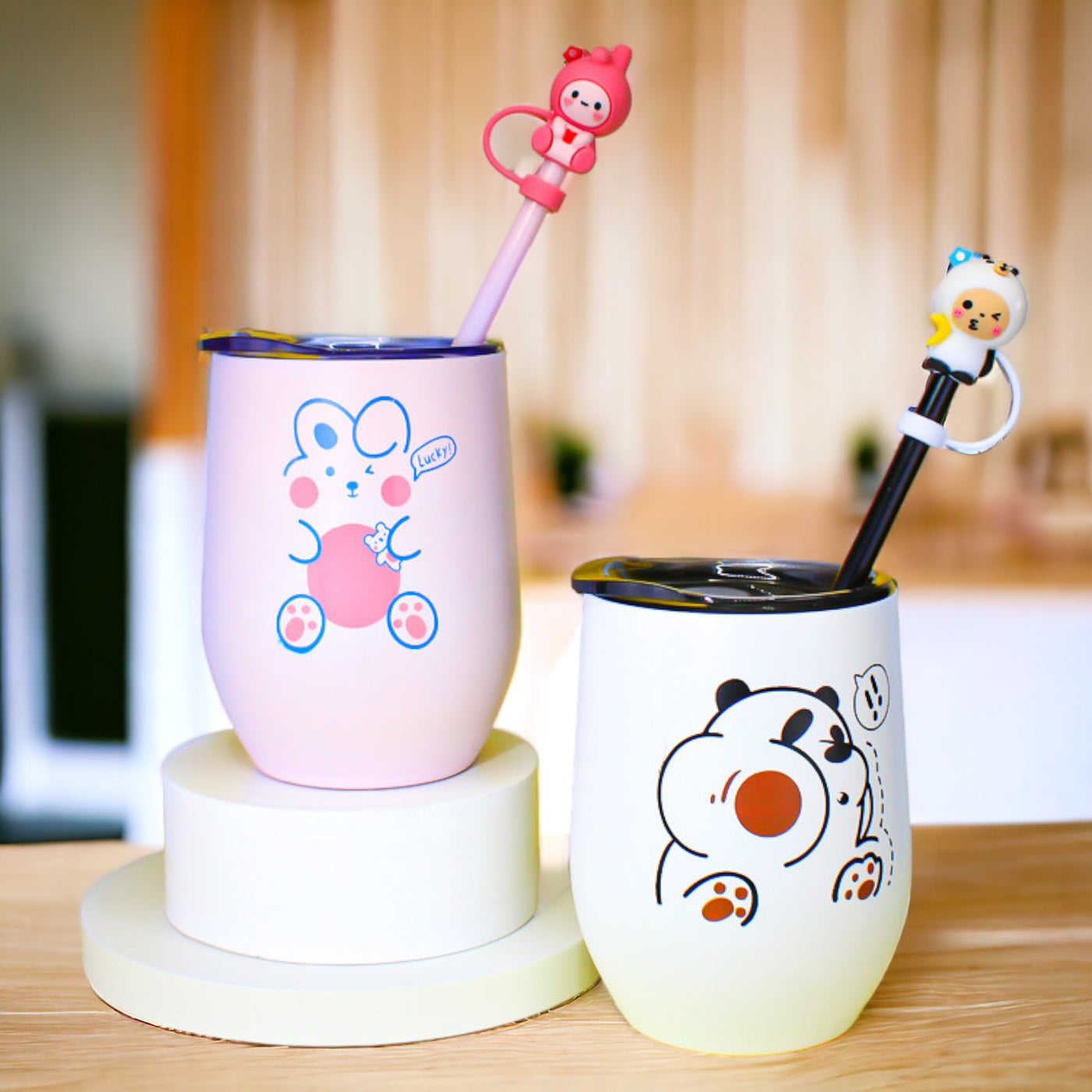 Stainless Steel Cute Straw Mug