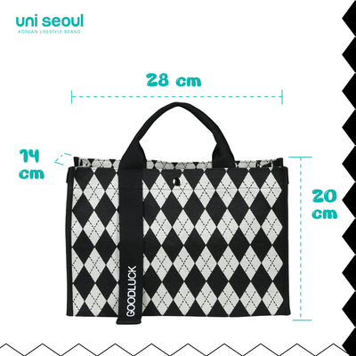 Canvas Korean Tote Checkered