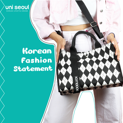 Canvas Korean Tote Checkered