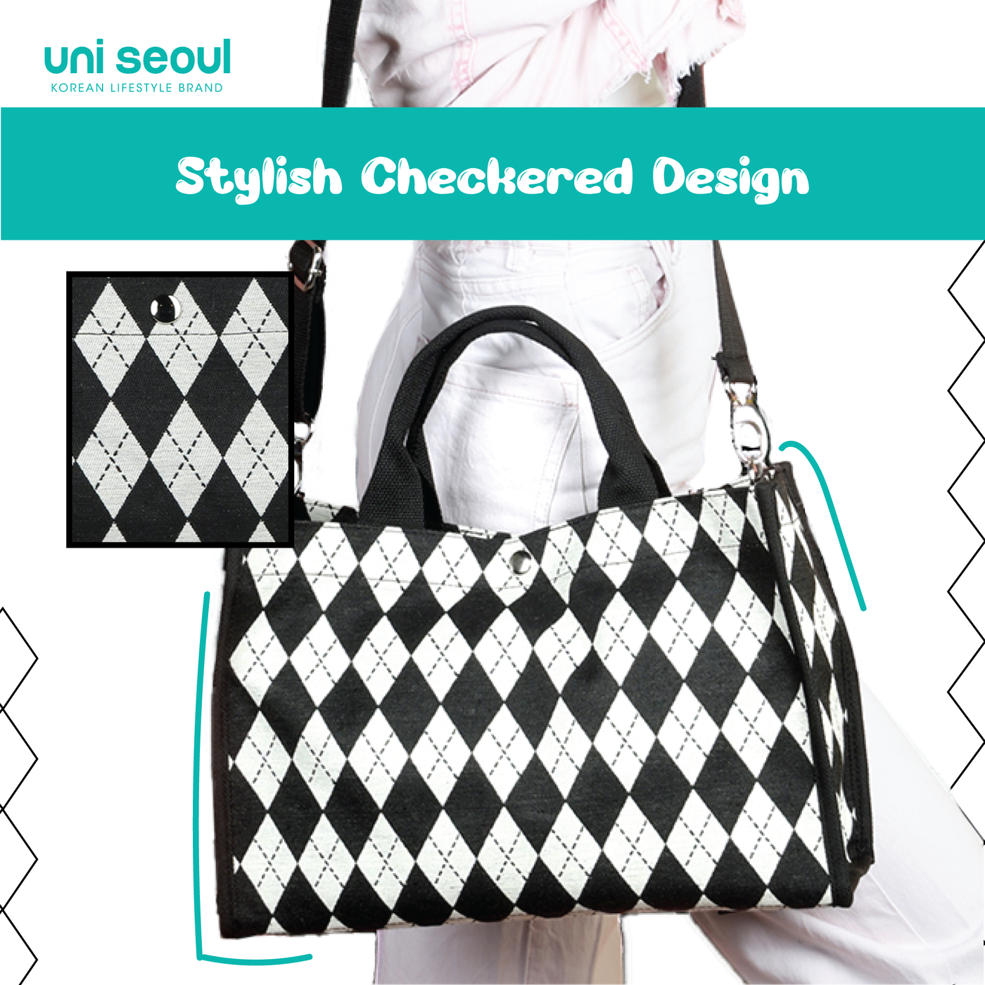 Canvas Korean Tote Checkered