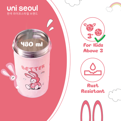 Cute Sips Stainless Steel Bottle with Straw