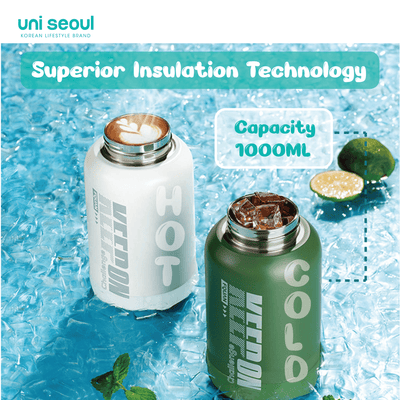 Double Wall Insulated Stainless Steel Bottle | 1000ml Green