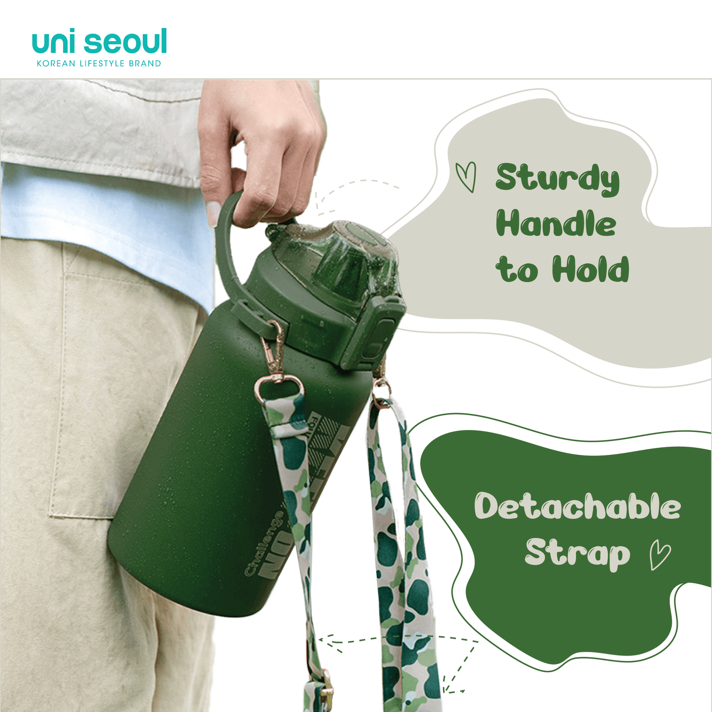 Double Wall Insulated Stainless Steel Bottle | 1000ml Green