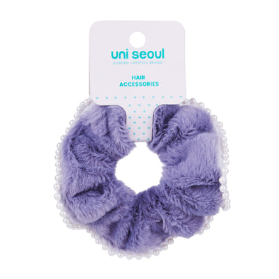 Korean Single Fur Scrunchie with Pearls