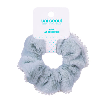 Korean Single Fur Scrunchie with Pearls