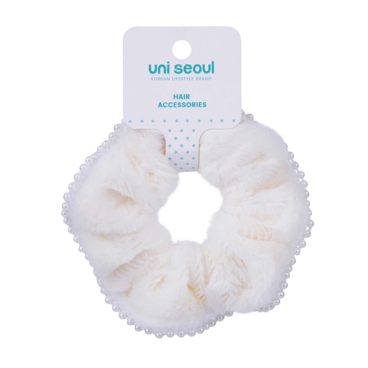 Korean Single Fur Scrunchie with Pearls