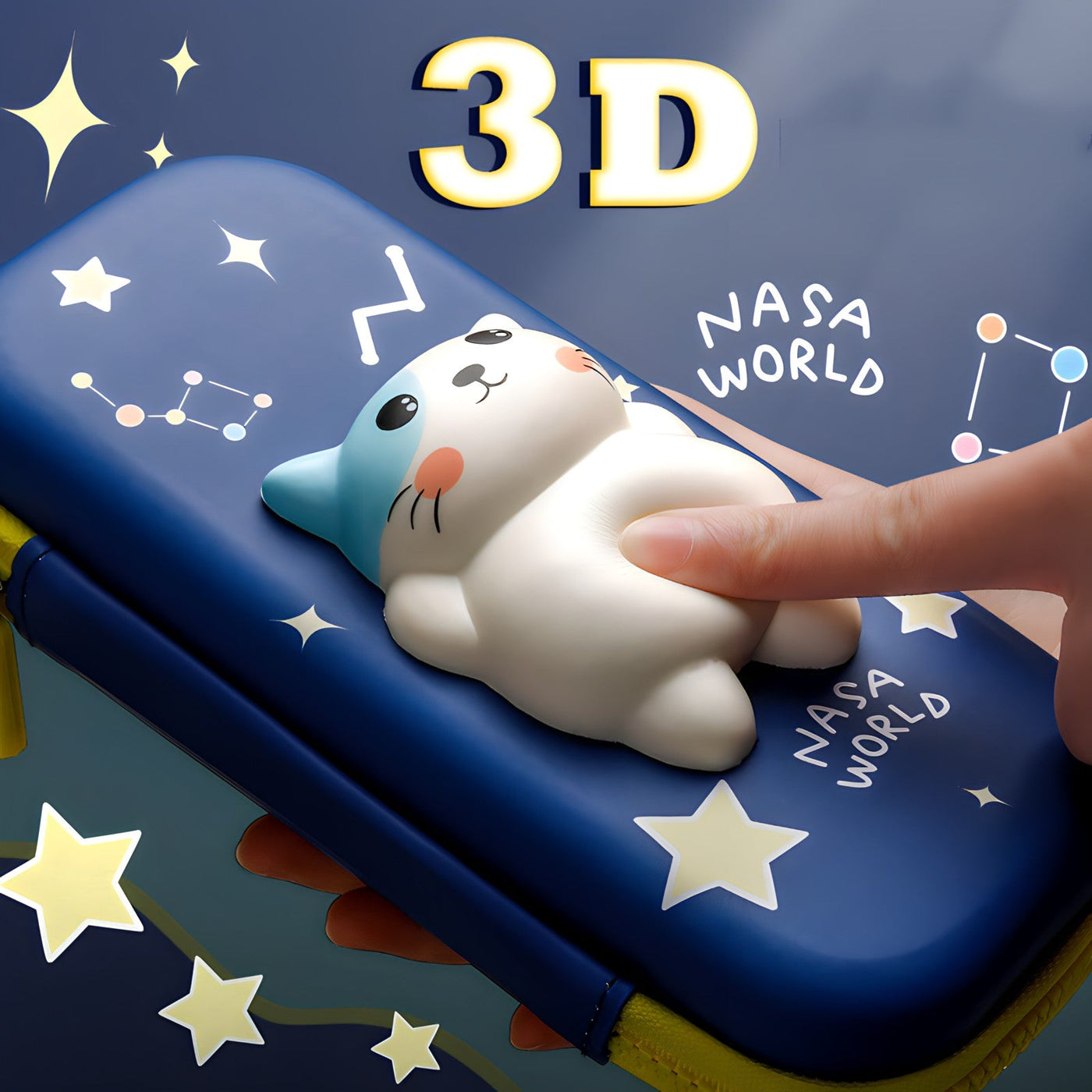 3D Cat Squishy Pencil Case
