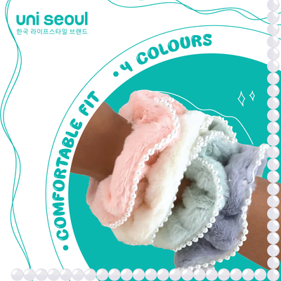 Korean Single Fur Scrunchie with Pearls