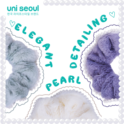 Korean Single Fur Scrunchie with Pearls