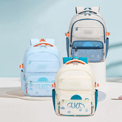 Aqua-Themed Large Capacity Backpack, 30 L