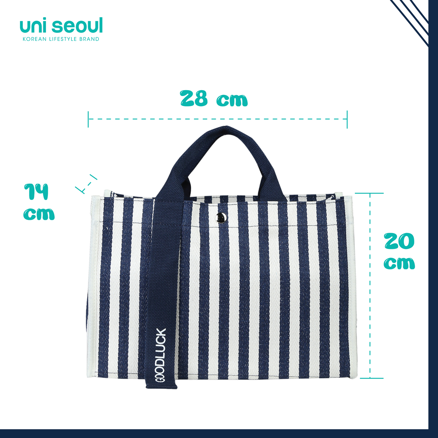 Striped Canvas Tote Blue