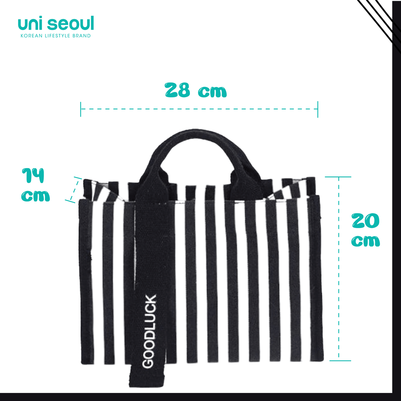 Striped Canvas Tote Black