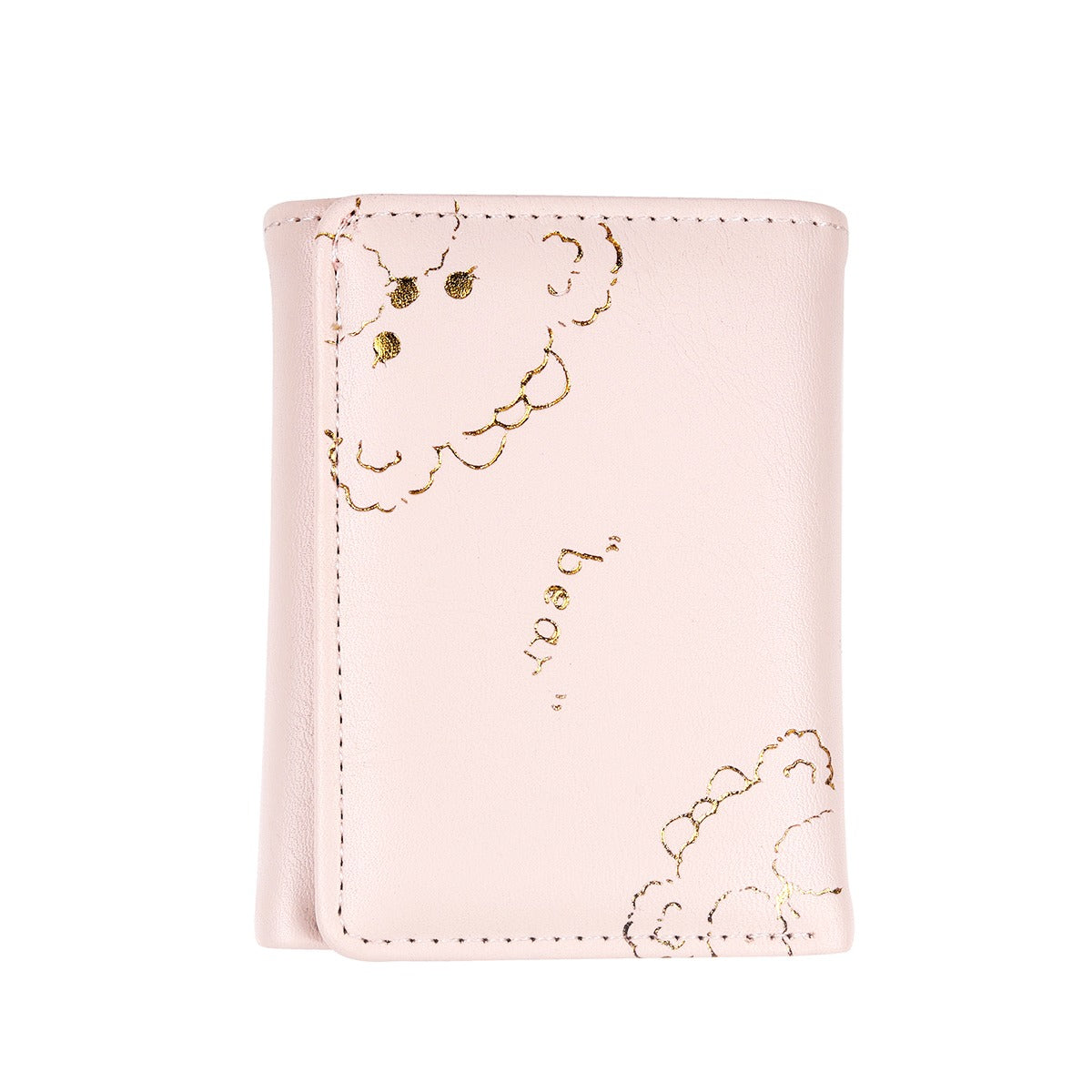 Bear Print Cute Wallet, Cream