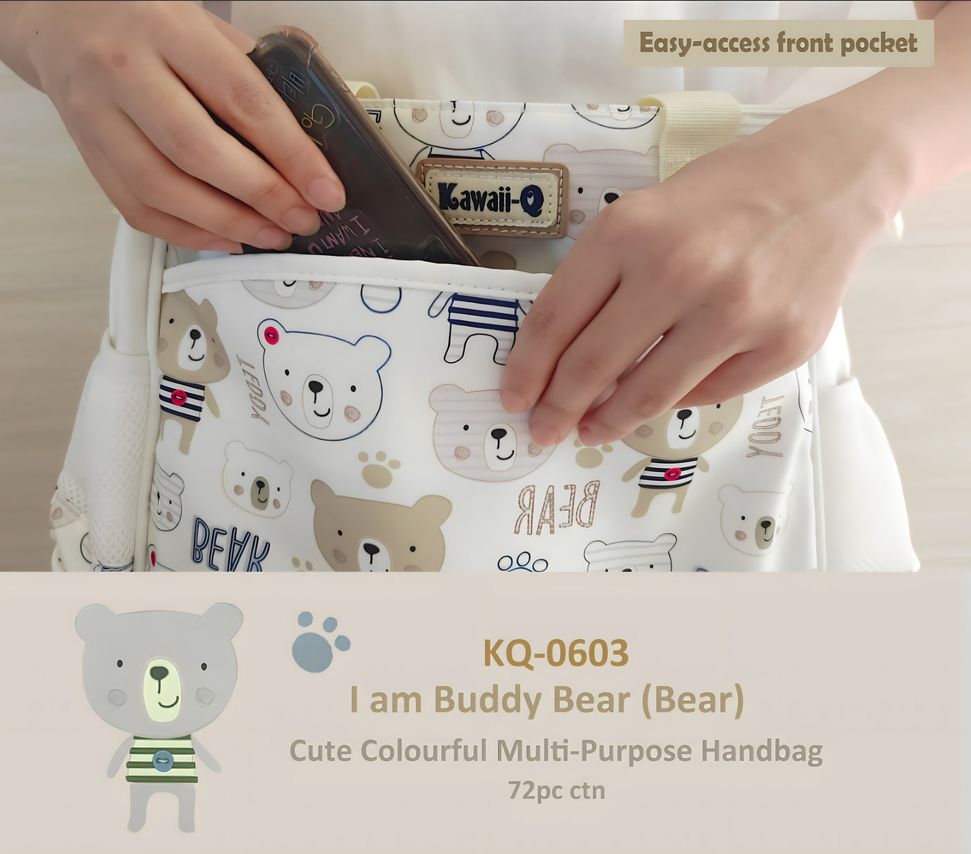 Cute Bear Multi-Purpose Handbag