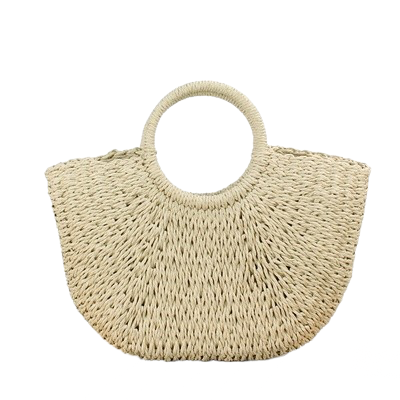 Handcrafted Woven Straw Korean Moon Bag