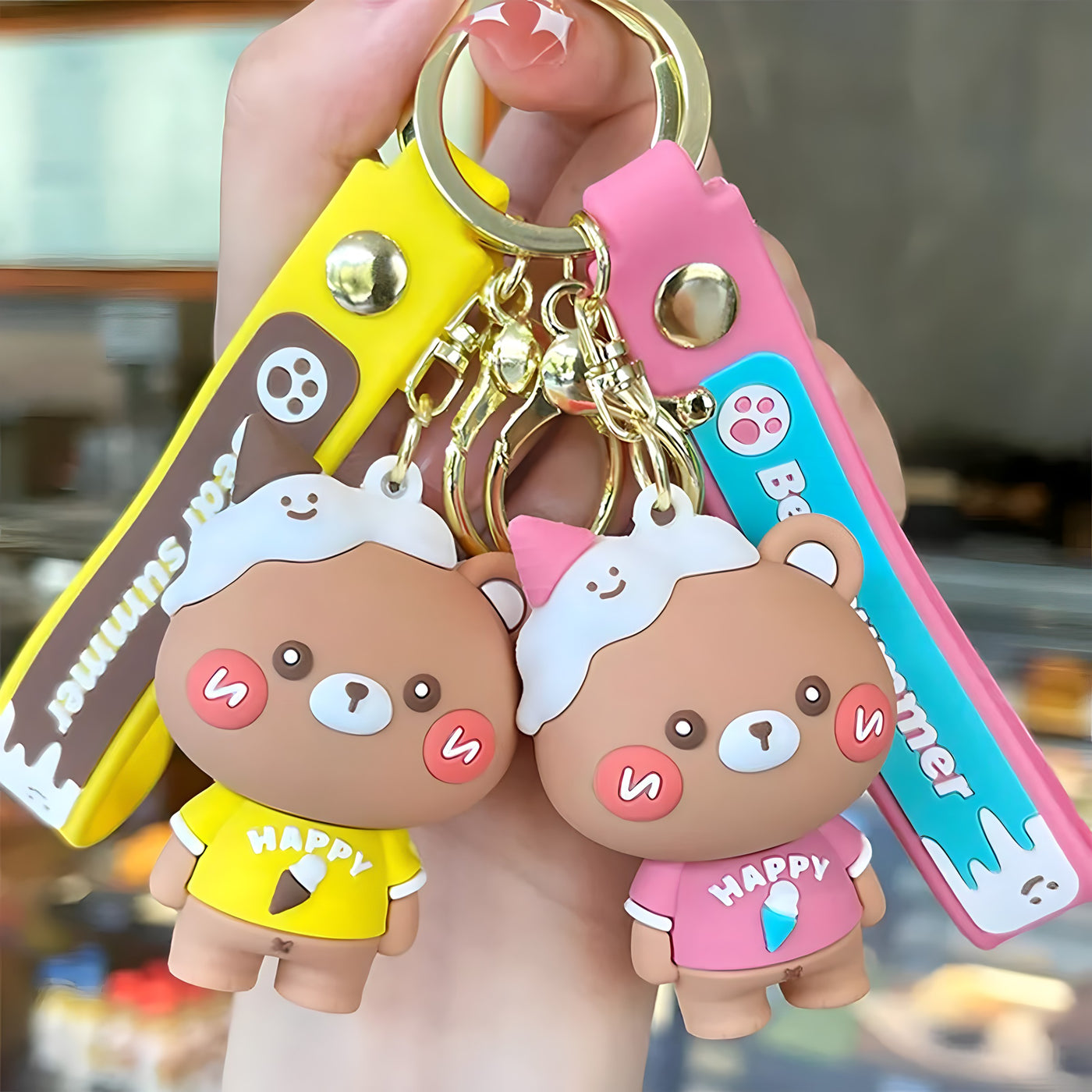 Cute 3D Bear Charm Keychain