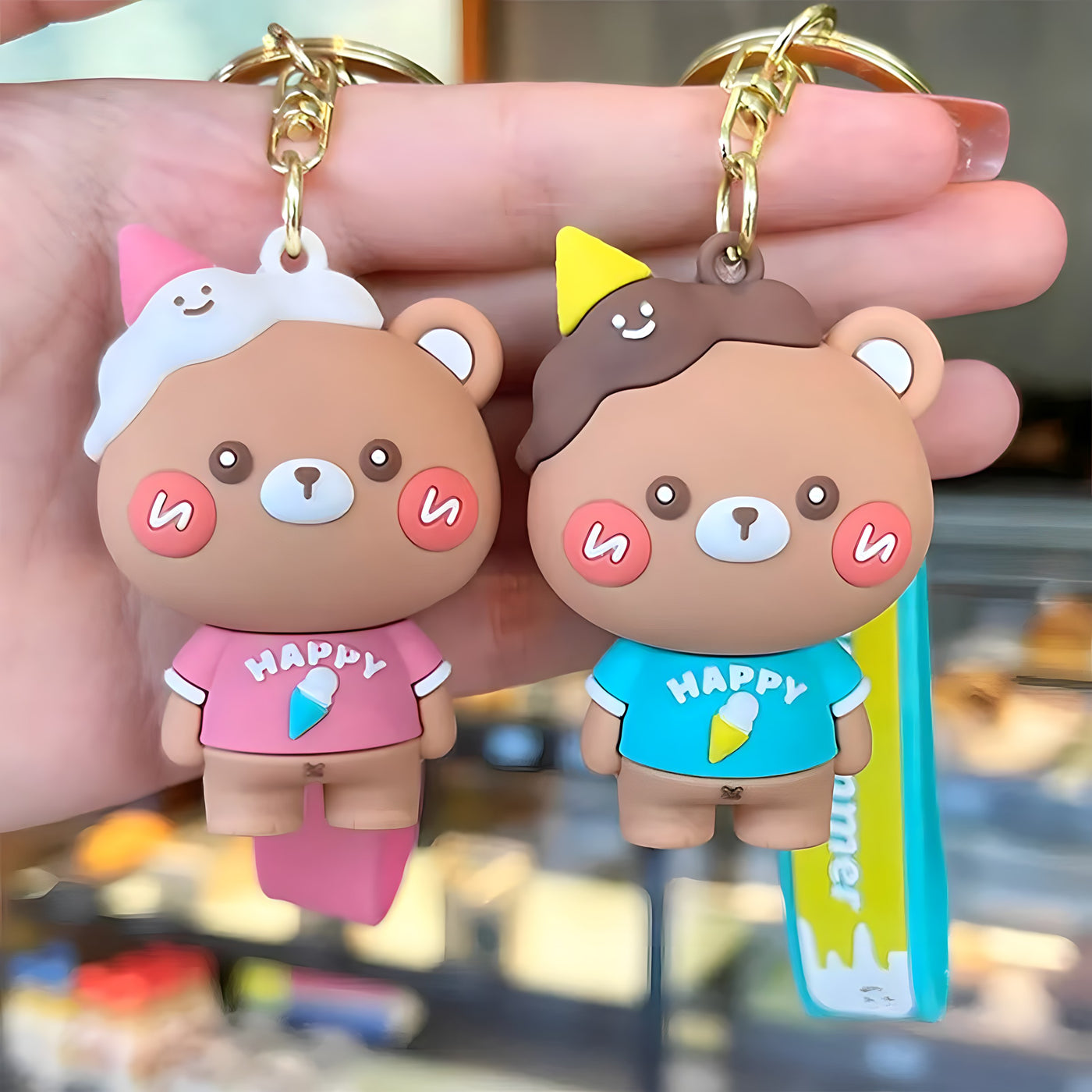 Cute 3D Bear Charm Keychain