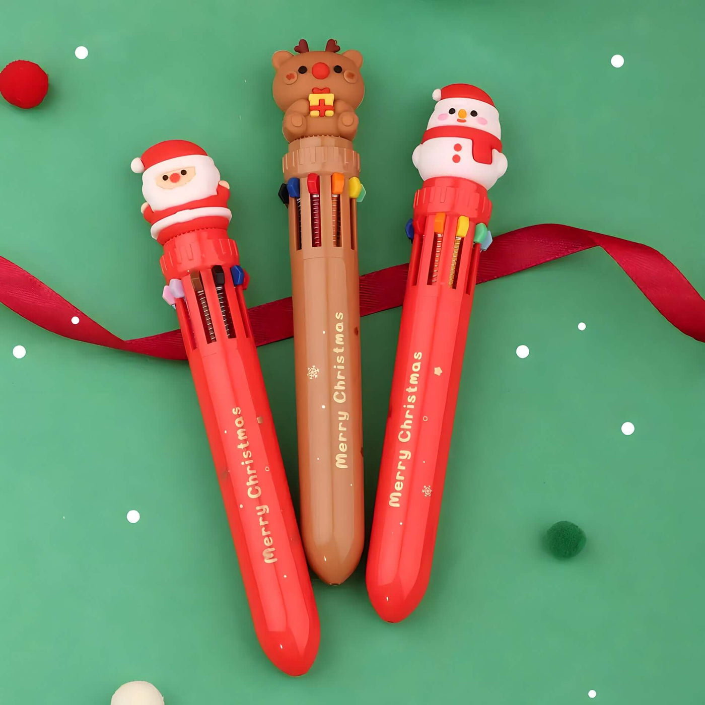 10-Color Christmas Ball Pen Set