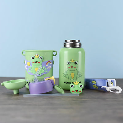 Animal Themed Stainless Steel Water Bottle with Straw