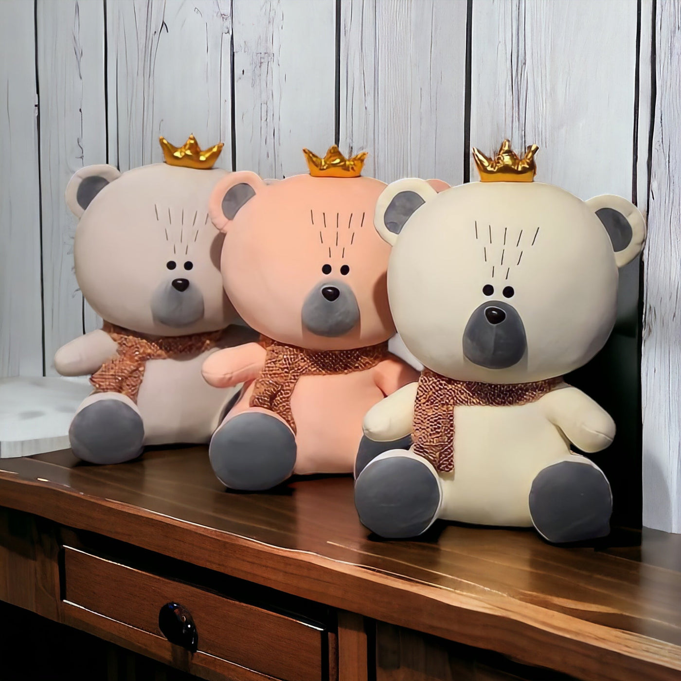 Crown Teddy Bear Plush Toy Family - Set of 3