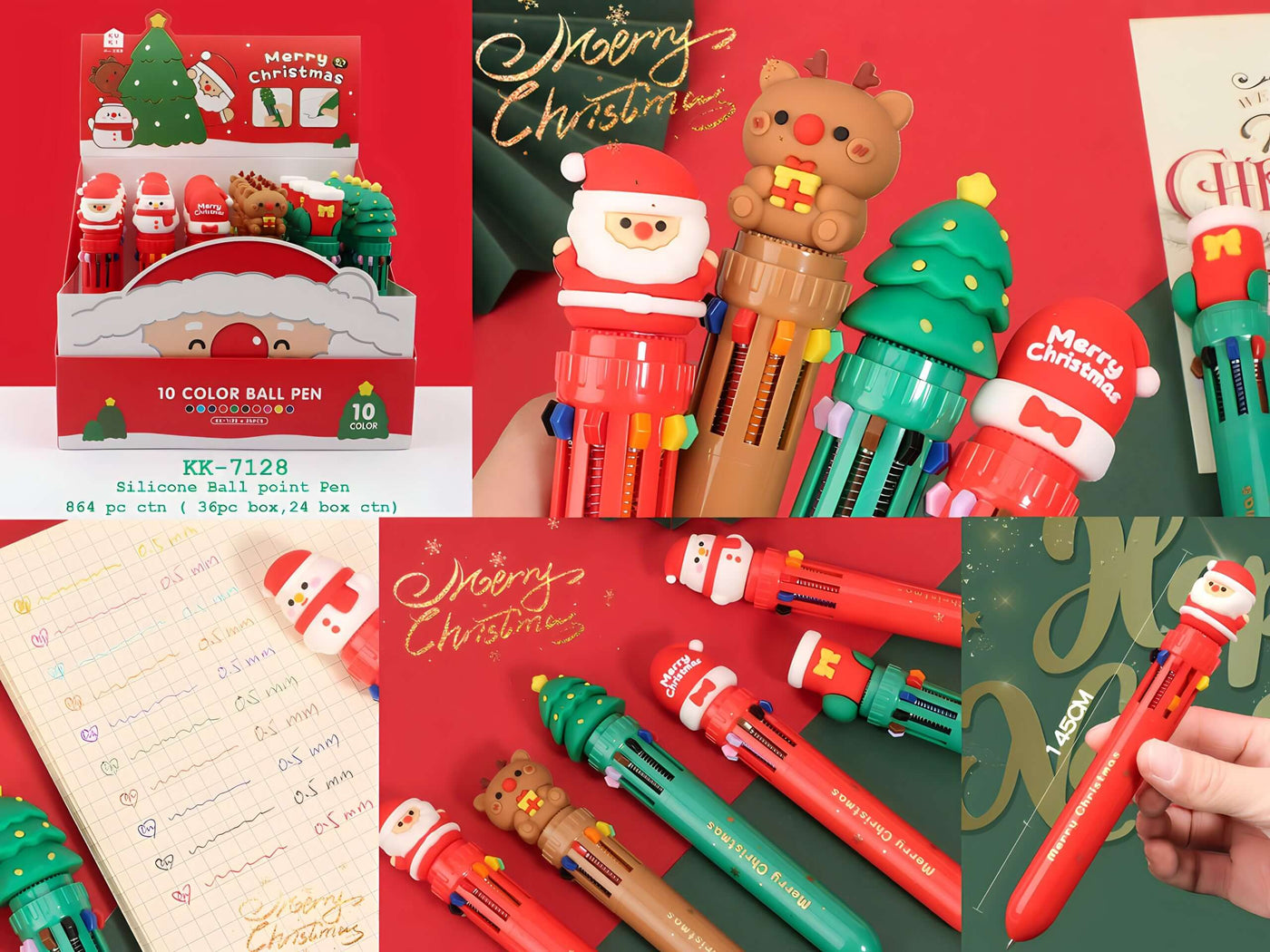 10-Color Christmas Ball Pen Set