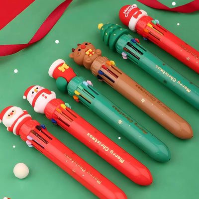 10-Color Christmas Ball Pen Set