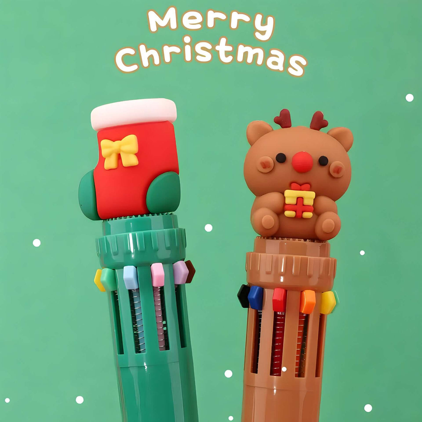 10-Color Christmas Ball Pen Set