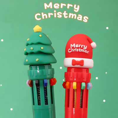 10-Color Christmas Ball Pen Set