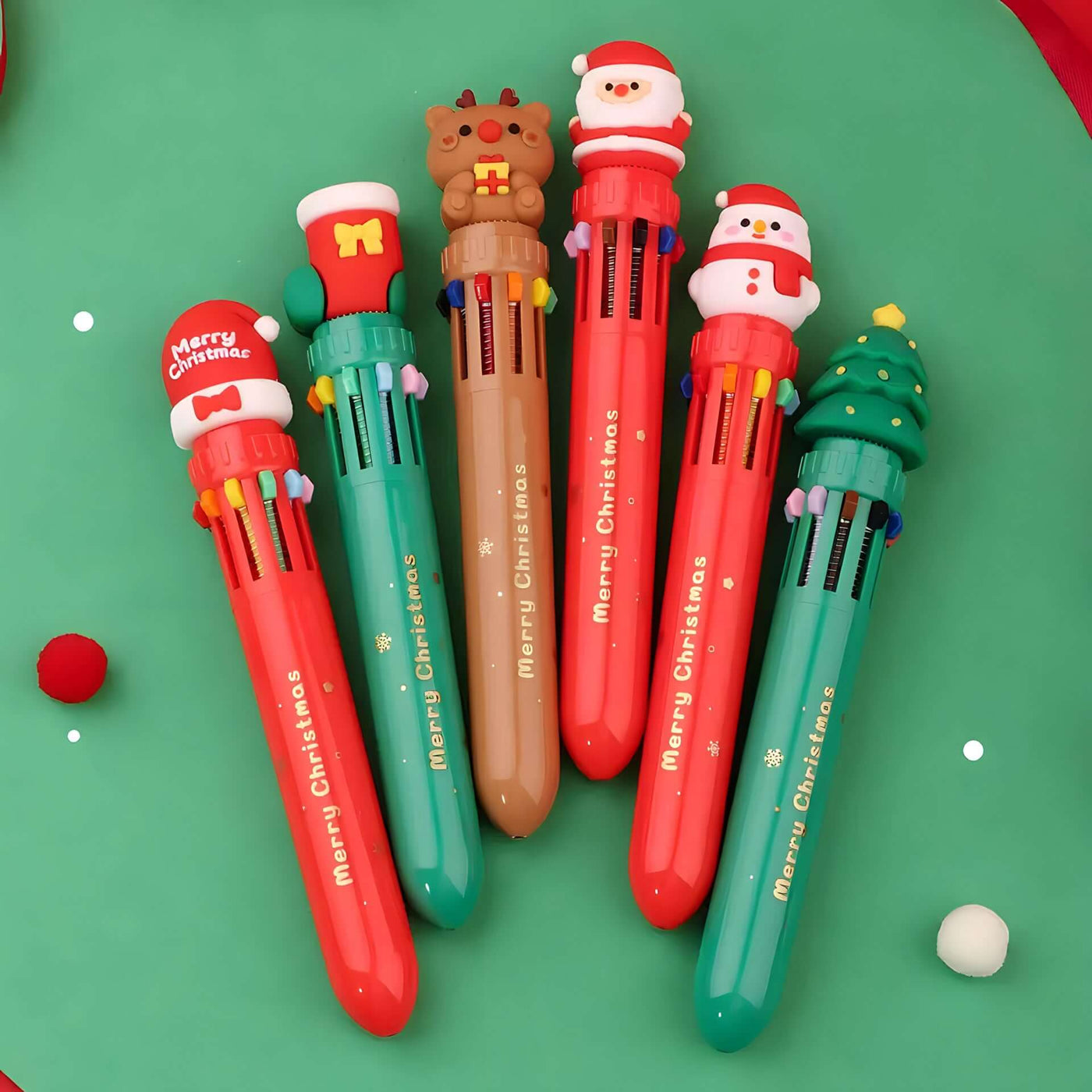 10-Color Christmas Ball Pen Set