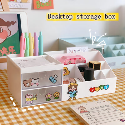 Sleek Desktop Storage Box with DIY Stickers