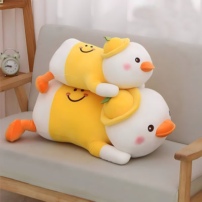 Lying Duck Plush Toy with Hat