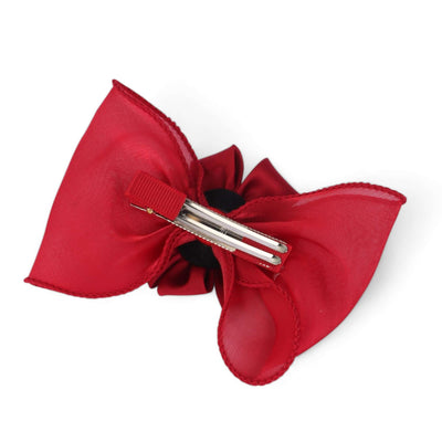 Korean Bow Hair Clip, Cherry Red