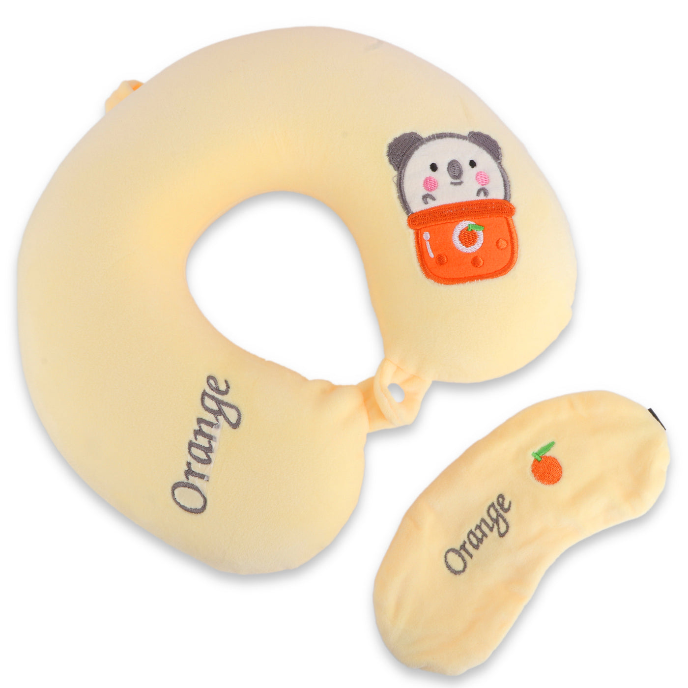 Cute Neck Pillow & Eye Patch Set, Orange