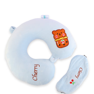 Cute Neck Pillow & Eye Patch Set - Cherry