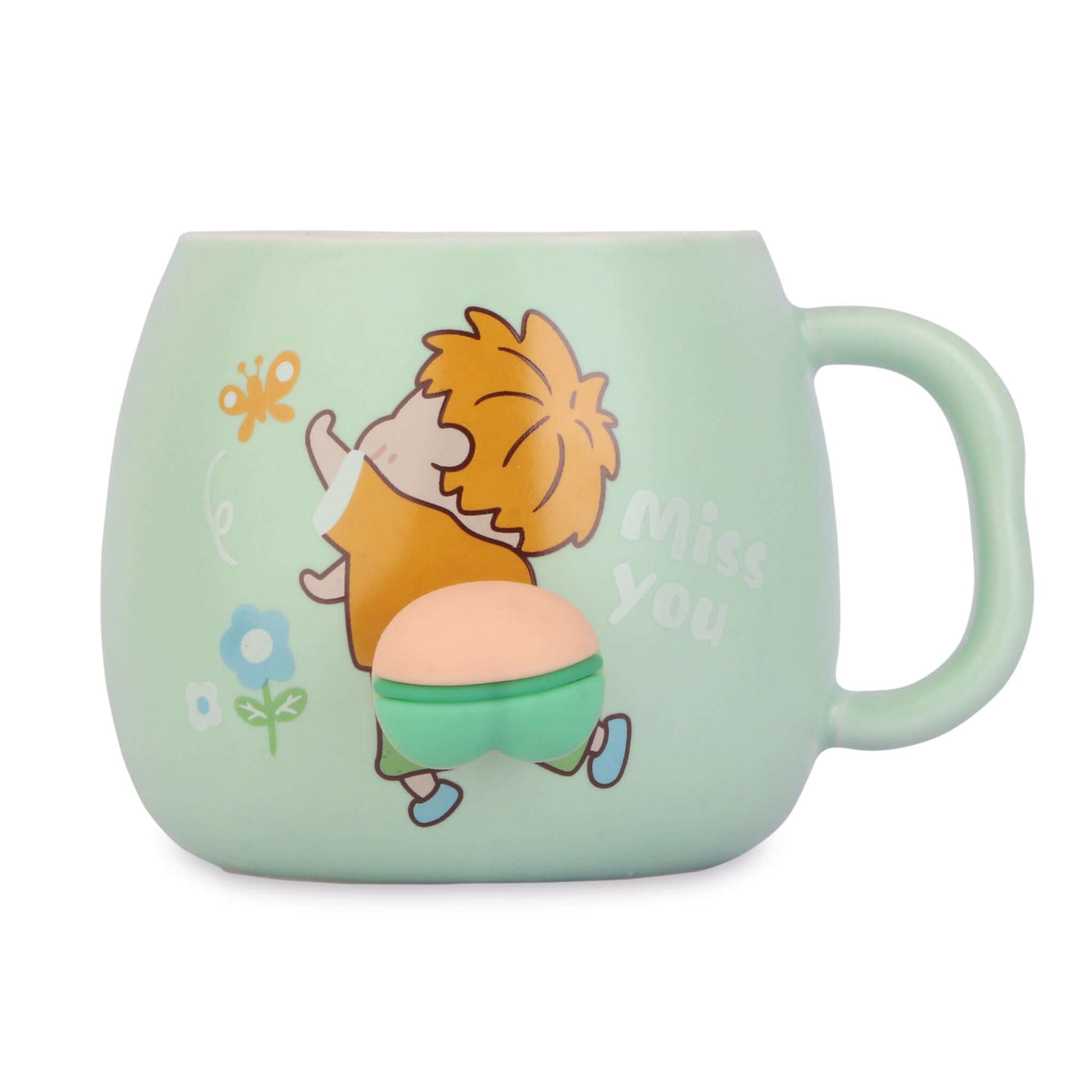 Adorable Cartoon Ceramic Mug Set with Lid and Spoon