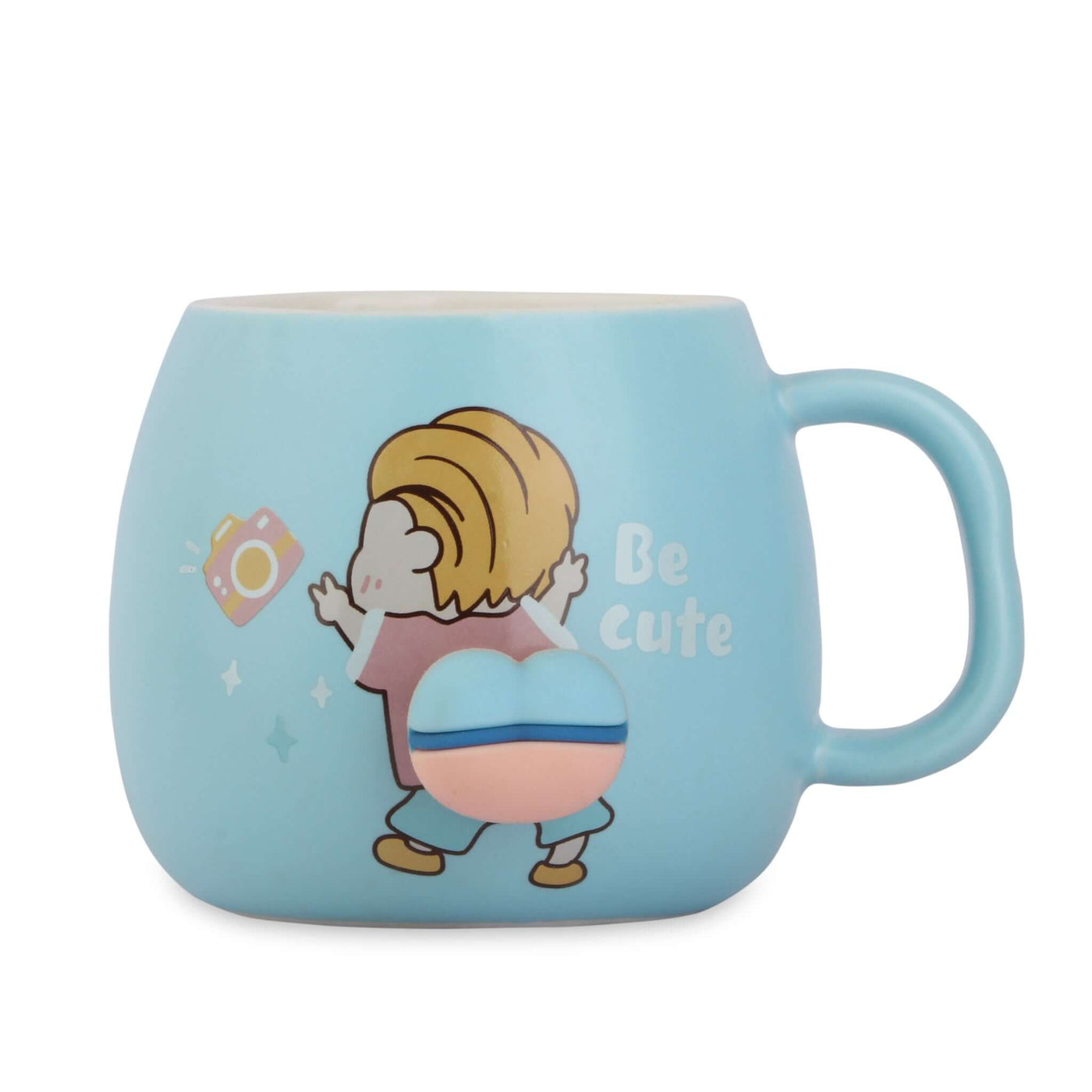 Adorable Cartoon Ceramic Mug Set with Lid and Spoon