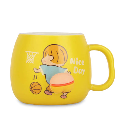 Adorable Cartoon Ceramic Mug Set with Lid and Spoon